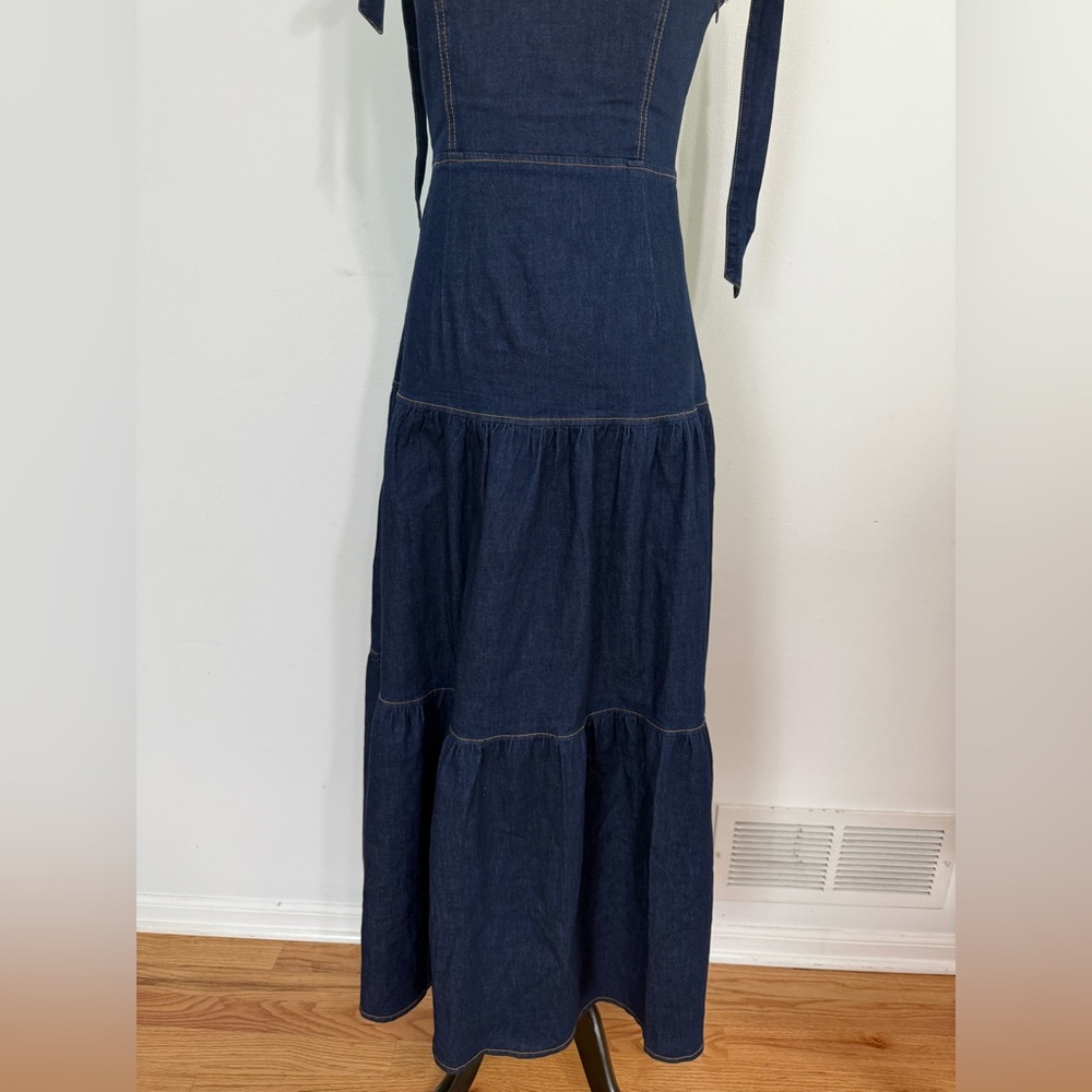 NWT FASHION NOVA Imelda Denim Maxi Dress - Dark Wash - Picture 7 of 8